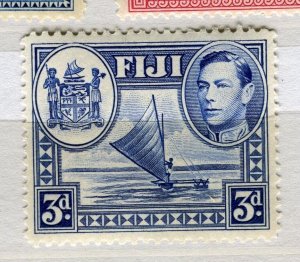 FIJI; 1938 early pictorial GVI issue fine Mint hinged 3d. value