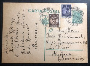 1933 Vulcan Romania Stationery postcard Cover To Vienna Austria
