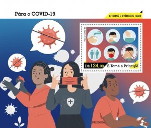 Sao Tome and Principe Stop Corona 2020 MNH Medical Stamps Sheet Science Pandemic
