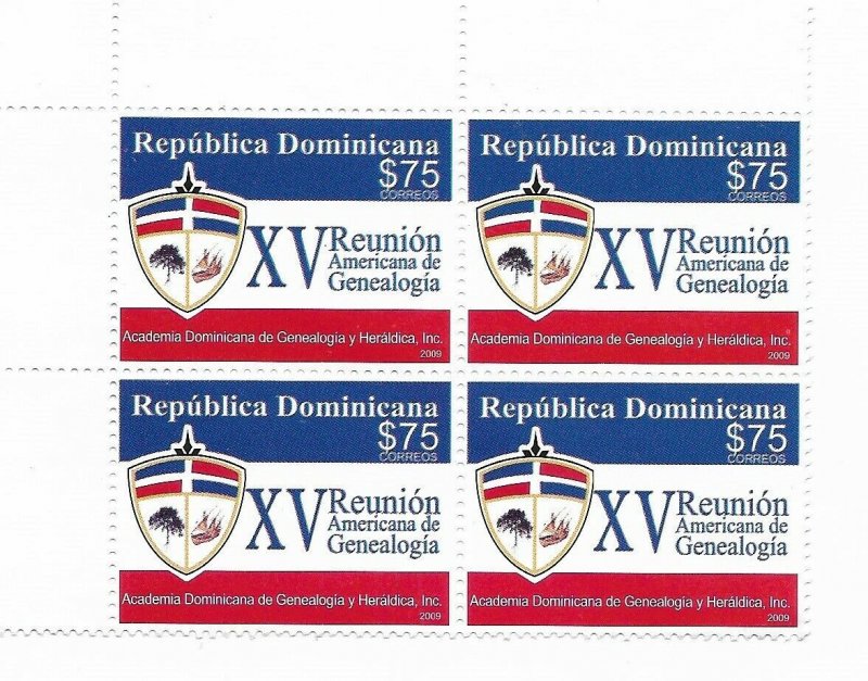 DOMINICAN REP. YEAR 2009 GENEALOGY MEETING BLOCK OF FOUR VALUES MINT NH VF