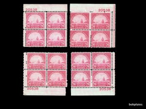 BOBPLATES #698 Golden Gate Matched Set of Plate Blocks 20538 F-VF MintNH CV=$240