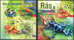 Mozambique 2013 Frogs Sheet + S/S MNH