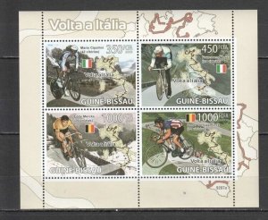 GUINEA-BISSAU - M/S - 2009 - BICYCLE - CYCLING - VOLTA A ITALIA - 4 Stamps -