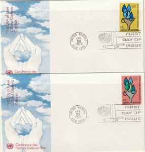 United Nations   NY 1977 Water  Issue Sc#283-84 FDC