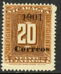 NICARAGUA 1901 20c Numeral Issue Sc 156 MH