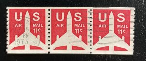 US #C82 Used Triple - Airmail 11c 1971 (With 1973  postmark)