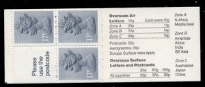 GREAT BRITAIN #MH97av, 17p Machin Booklet with PHOSPHOR OMITTED ERROR VF