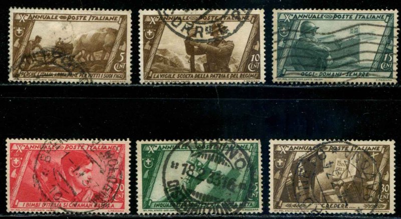 Italy SC# 290-5 Various Historical Scenes used scv $6.70