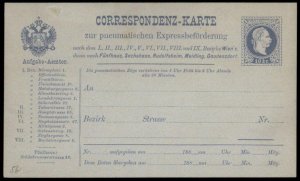 Austria Empire Rohrpost Pneumatic Mail Postal Stationary Card G62327