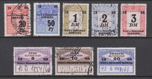 Germany, Hamburg, 1966 Court Fee revenues, 8 different, used, sound, F-VF.