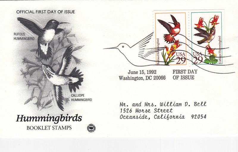 1992, Hummingbirds-Rufous, Calliope, PCS, FDC (E11194)