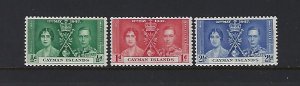 CAYMAN ISLANDS SCOTT #97-99 1937 GEORGE VI CORONATION - MINT LIGHT HINGED