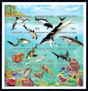 [95592] Niger 1998 Marine Life Whales Sharks Coral Imperf. Sheet MNH