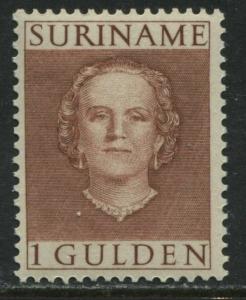 Suriname 1 guilder high value mint o.g. Scott #252