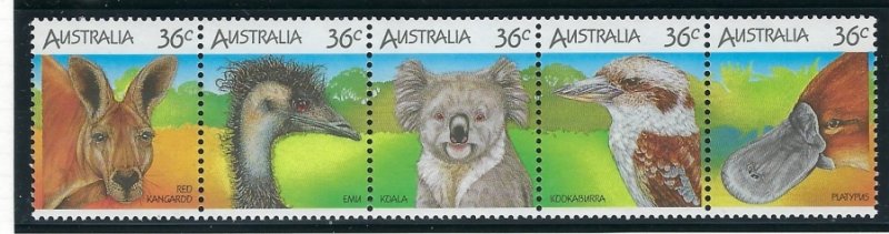 Australia 992 MNH 1986 Wildlife strip of 5 (ap6519)