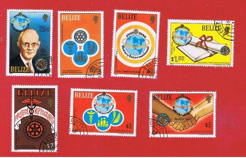 Belize #538-544  VF used  Rotary Club  Free S/H