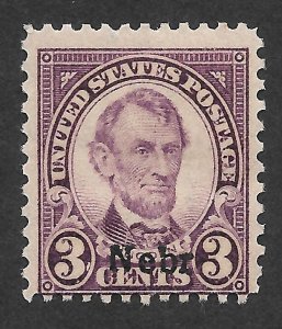 Doyle's_Stamps:1929 MH F/VF Nebraska Overprint, Scott #672*