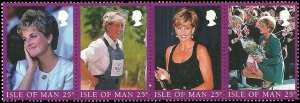 Isle of Man - 1998 ,Royalty-Princess Diana MNH strip  # 793