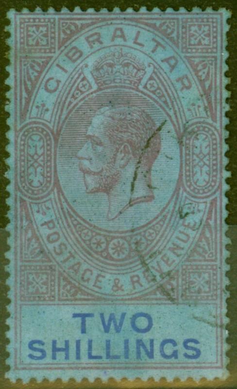 Gibraltar 1924 2s Grey-Purple & Blue-Blue SG99 Good Used 