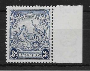 BARBADOS SG252ca 1947 3d BLUE VERTICAL LINE VAR MTD MINT