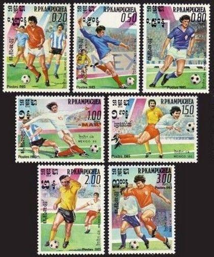 Cambodia 552-559,MNH.Michel 632-638,Bl.142. World Soccer Cup,Mexico-1986.