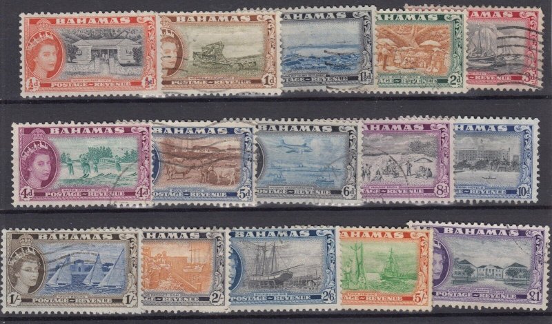 Bahamas QEII 1954 Set To £1 (no 10/-) SG201/216 VFU BP2269 