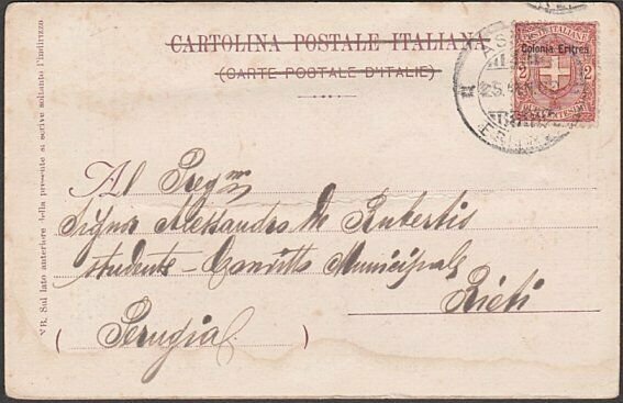 ITALY ERITREA 1902 postcard ex Asmara - 2c overprint........................B555