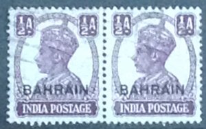 BAHRAIN GVI 1942  SG38  1/2anna   USED PAIR..CAT £13