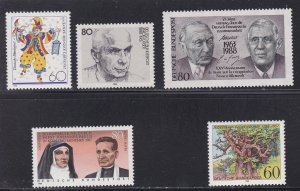 Germany # 1544-1548, Complete Commemorative Sets Issued in 1988, NH, 1/2 Cat.