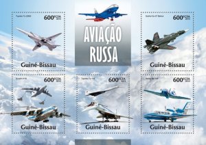 GUINEA BISSAU - 2013 - Russian Aviation - Perf 5v Sheet - Mint Never Hinged