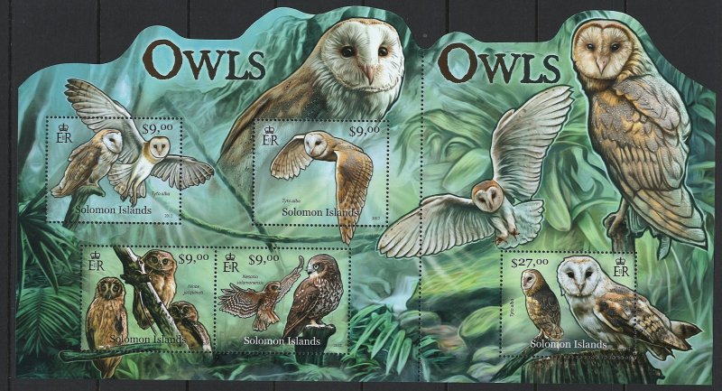 Solomon Islands Scott 1182 Souvenir Sheet MNH! Owls!