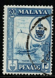 MALAYA PENANG SG61 1960 20c BLUE FINE USED