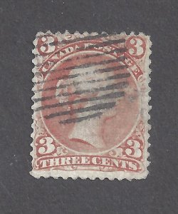 CANADA # 33 USED 3c BROWN-RED LARGE QUEEN LAID PAPER WITH CERTIFICATE BS29542