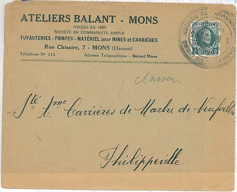 CARNIVAL  -  RARE POSTMARK on CARD   - BELGIUM 1922