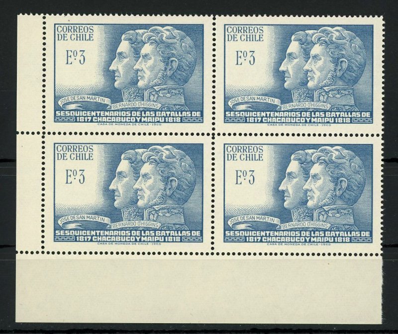 Chile Stamp Sesquicentenario Battles of Chacabuco y Maipu Block of 4 MNH