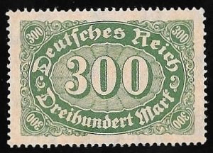 Germany #201 300M Numeral, Green Buff, Stamp Unused OG Hinged EGRADED VF-XF 88