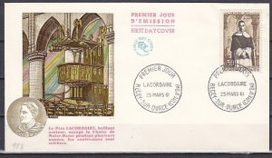 France, Scott cat. 988. Dominican Monk Cent`ry issue. First day cover. ^