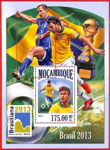 A4279 - MOZAMBIQUE - ERROR MISPERF Souvenir s: 2013, Soccer, Brazil 2014, Neymar