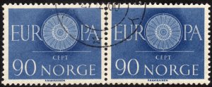 1960, Norway, 90ö, Used pair, Sc 387