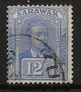 SARAWAK SG84 1928 12c BRIGHT BLUE USED