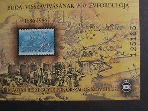 ​HUNGARY-1986 300 ANIVERSARY- VIEW OF BUDA-IMPERF- MNH-S/S VERY FINE