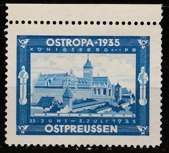 1935 GERMANY OSTROPA PRUSSIA EXPO STAMP MLH  VINEGRETTE DONATION STAMP