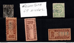colombia rare XIX century registration labels Registered BOB stamps odd   lot