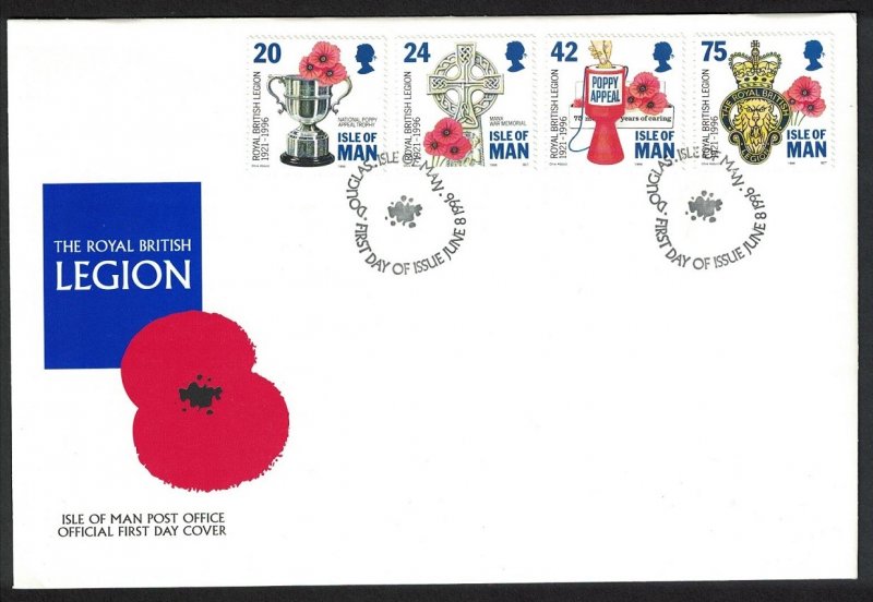 SALE Isle of Man 75th Anniversary of Royal British Legion FDC 1996 SG#708-711