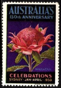 1938 Australia Poster Stamp 150th Anniversary Celebrations Sydney January-April