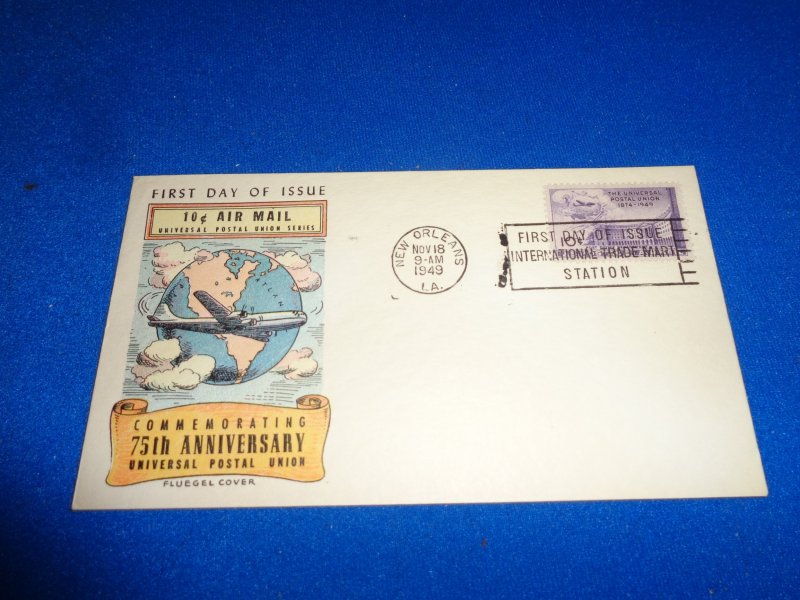 FLEUGEL MULTI COLORED CACHET FDC:  US SCOTT# C42