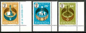 RWANDA 1977 AFRICAN AND MALAGASY UNION Conference Set Sc 796-798 MNH