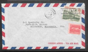 Just Fun Cover Cuba #154 Cuba to MILWAUKEE WI. OCT/2/1957 Airmail Cover (my3376)