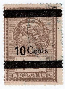 (I.B) France Colonial Revenue : Indo-China General Duty 10c on 4c OP