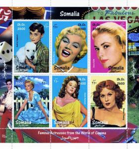 Somalia 1999 MARILYN MONROE & Famous Actresses Sheet Perforated Mint (NH)